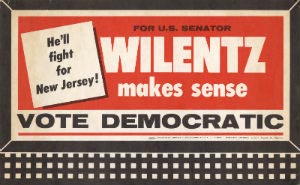 Warren W. Wilentz and Rhoda S. Baime marry.  Later that year, Warren W. Wilentz makes an unsuccessful run against incumbent Republican Clifford P. Case for the New Jersey seat in the United States Senate. 